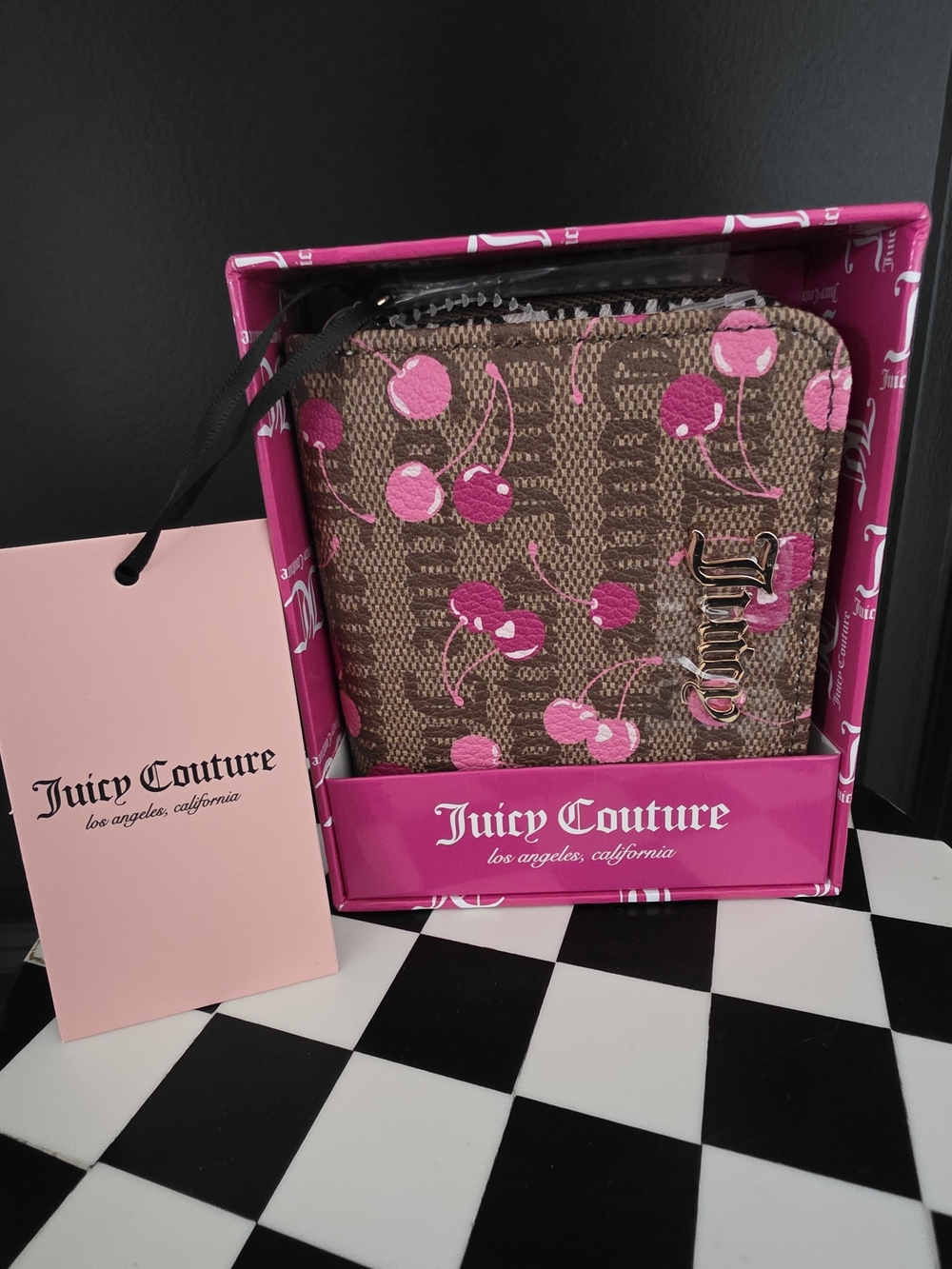NWT Juicy Couture Cherry Status Small Zip Around Wallet